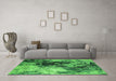 Machine Washable Oriental Green Industrial Area Rugs in a Living Room,, wshurb2492grn