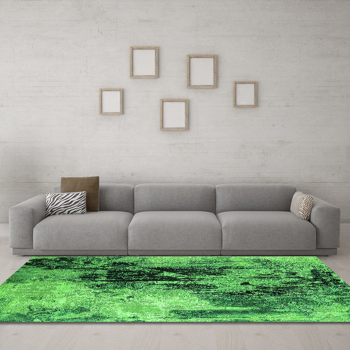Machine Washable Oriental Green Industrial Area Rugs in a Living Room,, wshurb2492grn