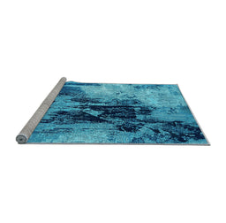 Sideview of Machine Washable Oriental Light Blue Industrial Rug, wshurb2492lblu