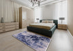 Mid-Century Modern Purple Oriental Rug in a Bedroom, urb2492