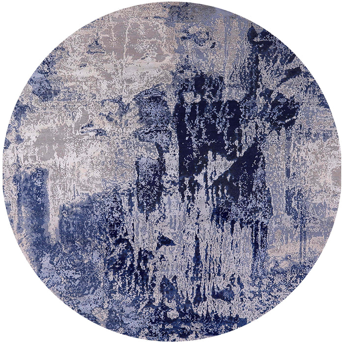 Round Mid-Century Modern Purple Oriental Rug, urb2492