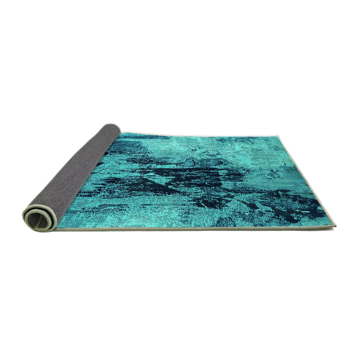 Sideview of Oriental Turquoise Industrial Rug, urb2492turq