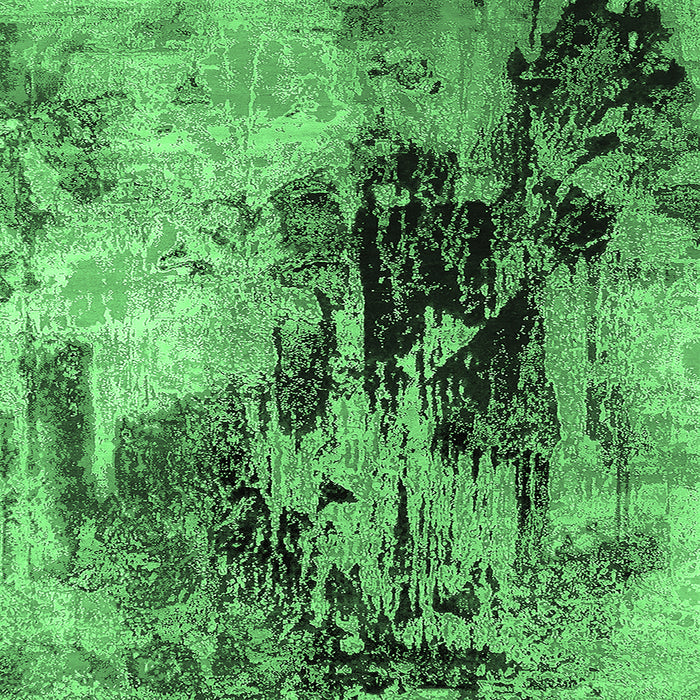 Square Machine Washable Oriental Emerald Green Industrial Area Rugs, wshurb2492emgrn