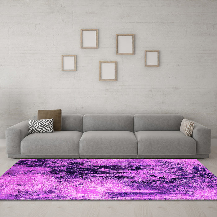 Machine Washable Oriental Pink Industrial Rug in a Living Room, wshurb2492pnk