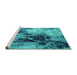 Sideview of Machine Washable Oriental Turquoise Industrial Area Rugs, wshurb2492turq
