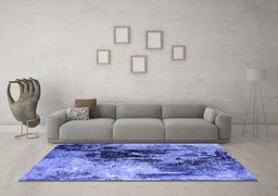 Machine Washable Oriental Blue Industrial Rug in a Living Room, wshurb2492blu