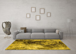 Machine Washable Oriental Yellow Industrial Rug in a Living Room, wshurb2492yw