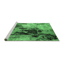 Sideview of Machine Washable Oriental Emerald Green Industrial Area Rugs, wshurb2492emgrn