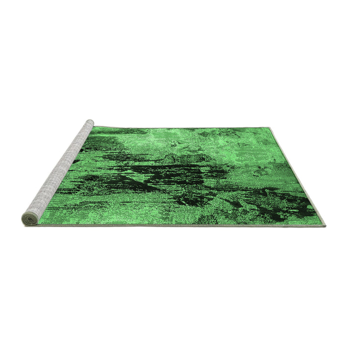 Sideview of Machine Washable Oriental Emerald Green Industrial Area Rugs, wshurb2492emgrn