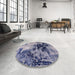 Round Machine Washable Industrial Modern Wisteria Purple Rug in a Office, wshurb2492