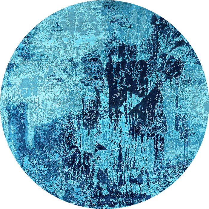 Round Oriental Light Blue Industrial Rug, urb2492lblu