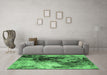 Machine Washable Oriental Emerald Green Industrial Area Rugs in a Living Room,, wshurb2492emgrn