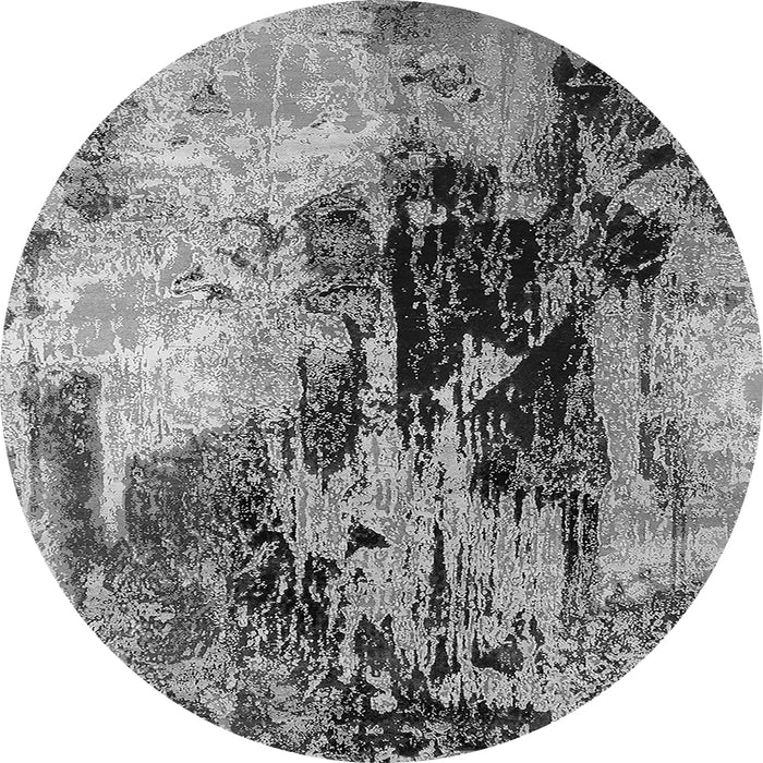 Round Oriental Gray Industrial Rug, urb2492gry