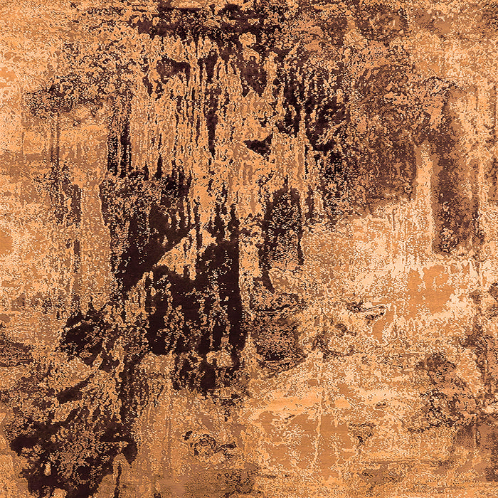 Square Machine Washable Oriental Orange Industrial Area Rugs, wshurb2492org