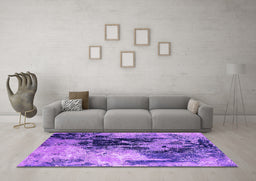 Machine Washable Oriental Purple Industrial Area Rugs in a Living Room, wshurb2492pur