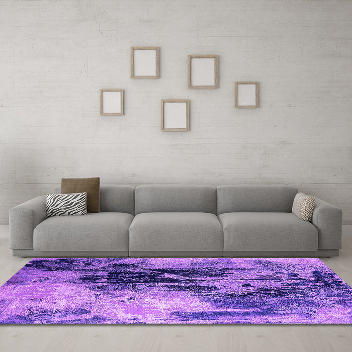 Machine Washable Oriental Purple Industrial Area Rugs in a Living Room, wshurb2492pur
