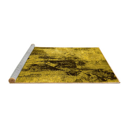 Sideview of Machine Washable Oriental Yellow Industrial Rug, wshurb2492yw