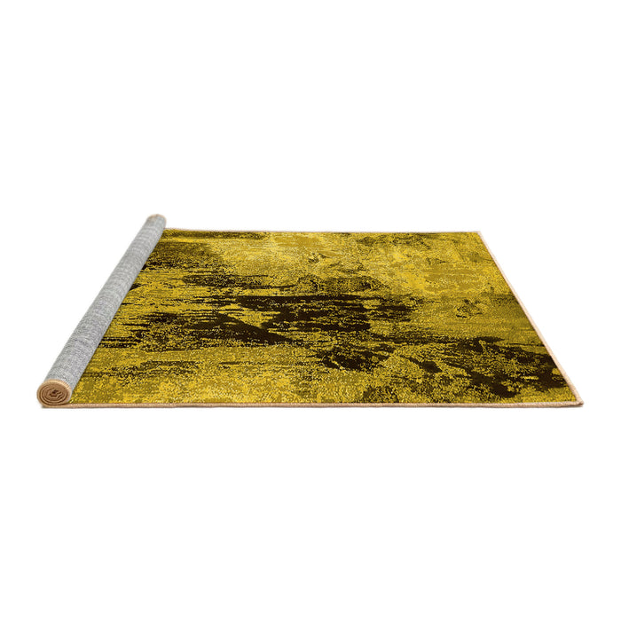 Sideview of Machine Washable Oriental Yellow Industrial Rug, wshurb2492yw
