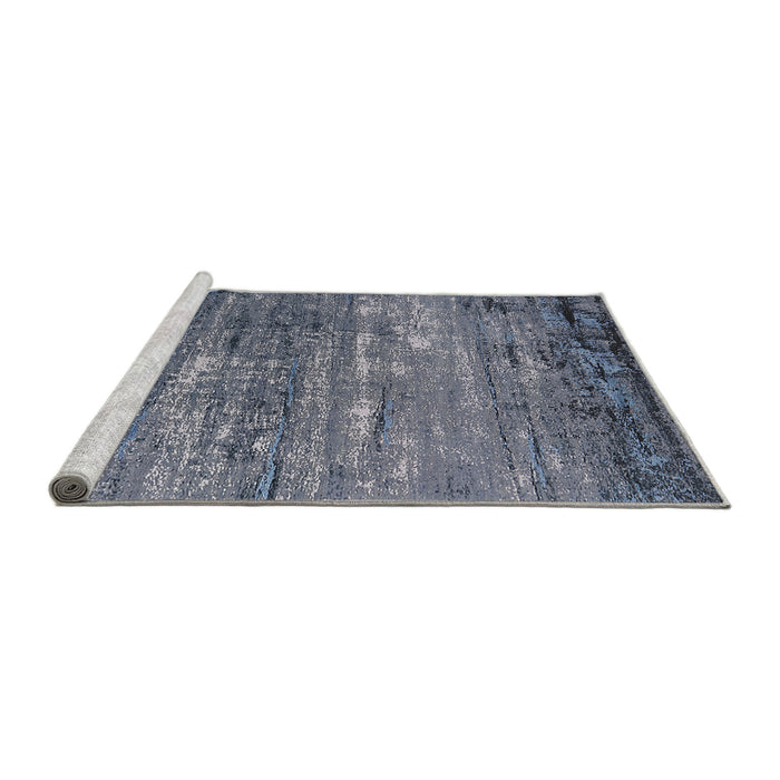 Sideview of Machine Washable Industrial Modern Blue Moss Green Rug, wshurb2493