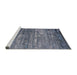 Sideview of Machine Washable Industrial Modern Blue Moss Green Rug, wshurb2493