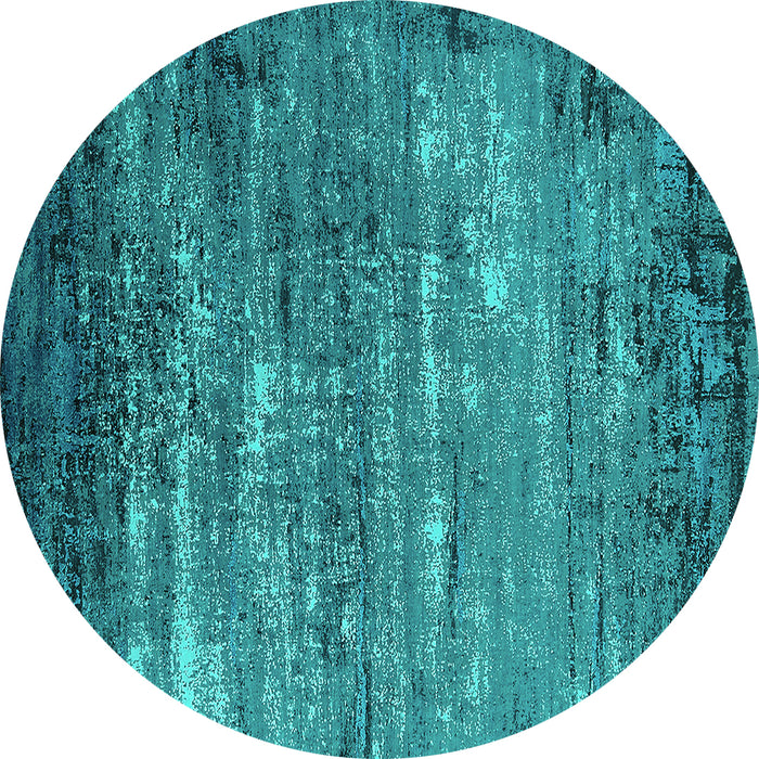 Round Machine Washable Oriental Turquoise Industrial Area Rugs, wshurb2493turq