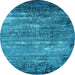 Round Oriental Light Blue Industrial Rug, urb2493lblu