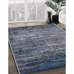 Mid-Century Modern Blue Moss Green Oriental Rug in Family Room, urb2493