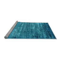 Sideview of Machine Washable Oriental Light Blue Industrial Rug, wshurb2493lblu