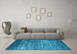 Machine Washable Oriental Light Blue Industrial Rug in a Living Room, wshurb2493lblu
