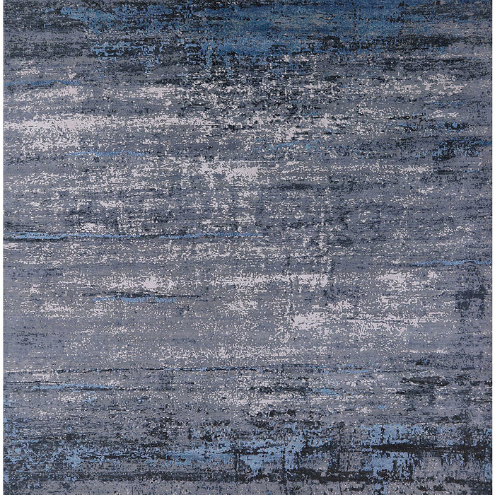 Square Mid-Century Modern Blue Moss Green Oriental Rug, urb2493