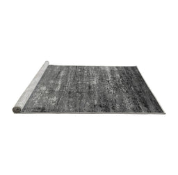 Sideview of Machine Washable Oriental Gray Industrial Rug, wshurb2493gry