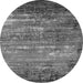 Round Oriental Gray Industrial Rug, urb2493gry