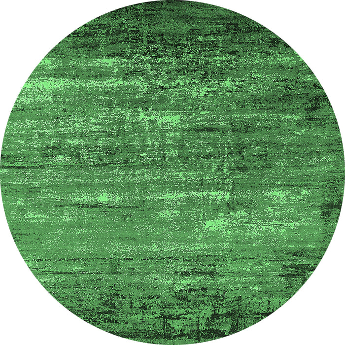 Round Machine Washable Oriental Emerald Green Industrial Area Rugs, wshurb2493emgrn