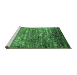Sideview of Machine Washable Oriental Emerald Green Industrial Area Rugs, wshurb2493emgrn