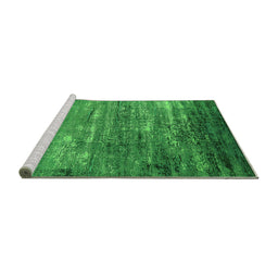 Sideview of Machine Washable Oriental Green Industrial Area Rugs, wshurb2493grn