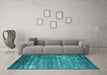 Machine Washable Oriental Turquoise Industrial Area Rugs in a Living Room,, wshurb2493turq