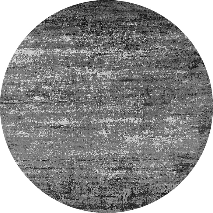Round Machine Washable Oriental Gray Industrial Rug, wshurb2493gry
