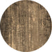 Round Oriental Brown Industrial Rug, urb2493brn