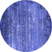 Round Oriental Blue Industrial Rug, urb2493blu