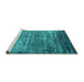 Sideview of Machine Washable Oriental Turquoise Industrial Area Rugs, wshurb2493turq
