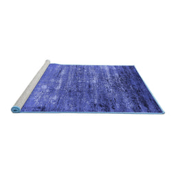 Sideview of Machine Washable Oriental Blue Industrial Rug, wshurb2493blu