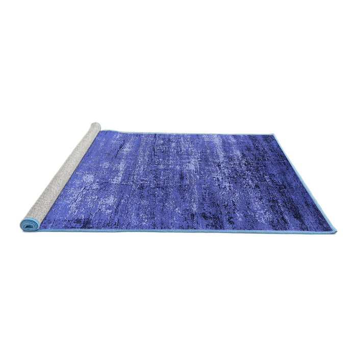 Sideview of Machine Washable Oriental Blue Industrial Rug, wshurb2493blu