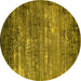 Round Oriental Yellow Industrial Rug, urb2493yw