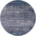 Round Mid-Century Modern Purple Navy Blue Oriental Rug, urb2494