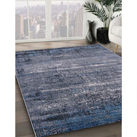 Mid-Century Modern Purple Navy Blue Oriental Rug, urb2494