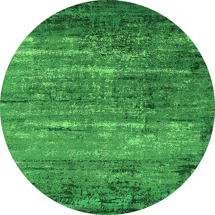 Round Oriental Green Industrial Rug, urb2494grn