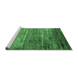 Sideview of Machine Washable Oriental Emerald Green Industrial Area Rugs, wshurb2494emgrn