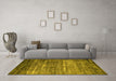 Machine Washable Oriental Yellow Industrial Rug in a Living Room, wshurb2494yw