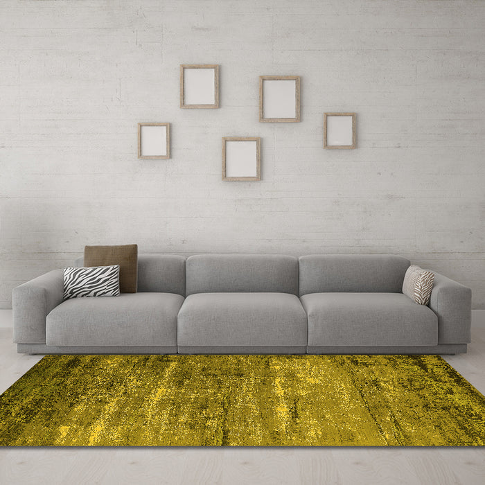 Machine Washable Oriental Yellow Industrial Rug in a Living Room, wshurb2494yw