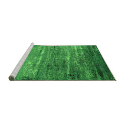 Sideview of Machine Washable Oriental Green Industrial Area Rugs, wshurb2494grn